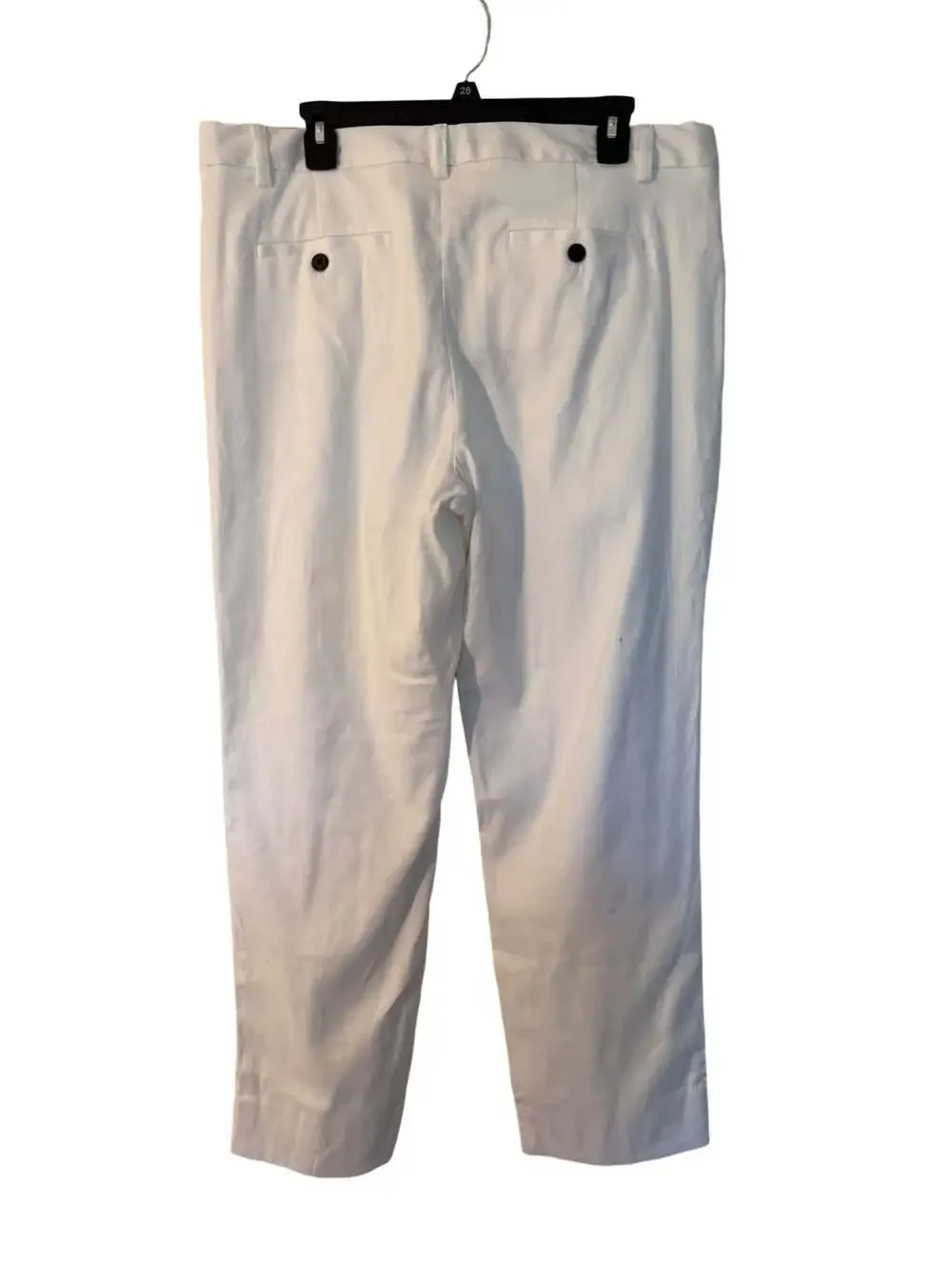 Banana Republic Avery Pleated White Linen Blend Ankle Pants Size 14 NWT